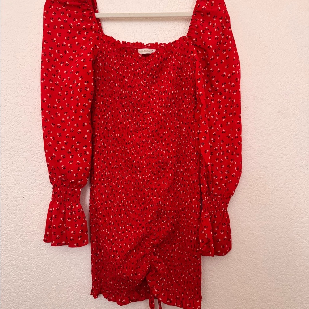 Red Floral Mini Dress